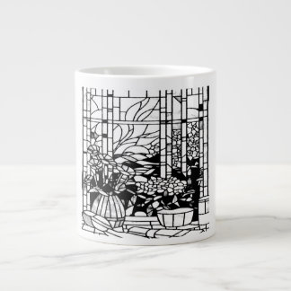 Caneca De Café Grande Vidro Pintado de Jardim