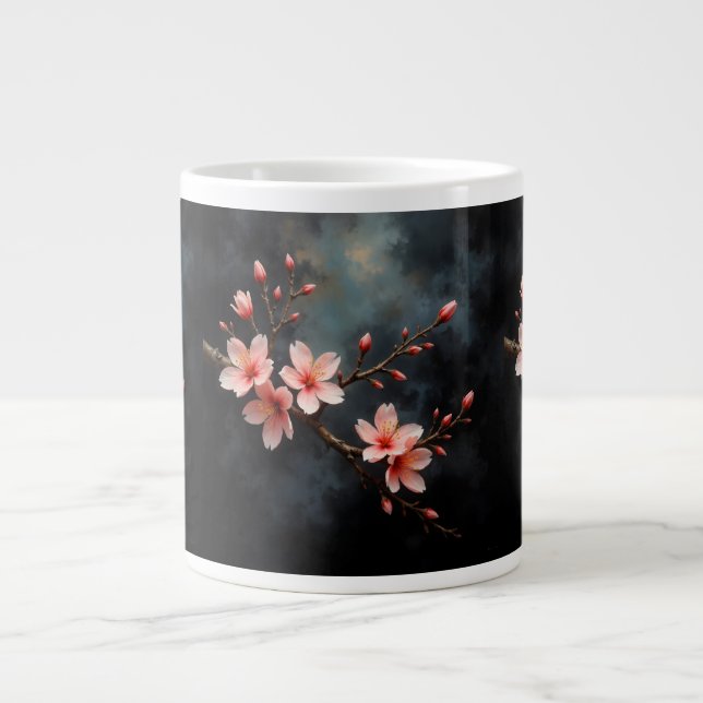 Caneca De Café Grande Vietnamese Peach Blossom Art (Frente)