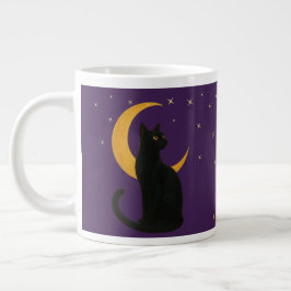 Caneca De Café Grande Vigia da Noite - Gato Negro Halloween