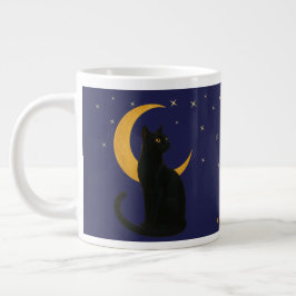 Caneca De Café Grande Vigia da Noite - Gato Negro Halloween
