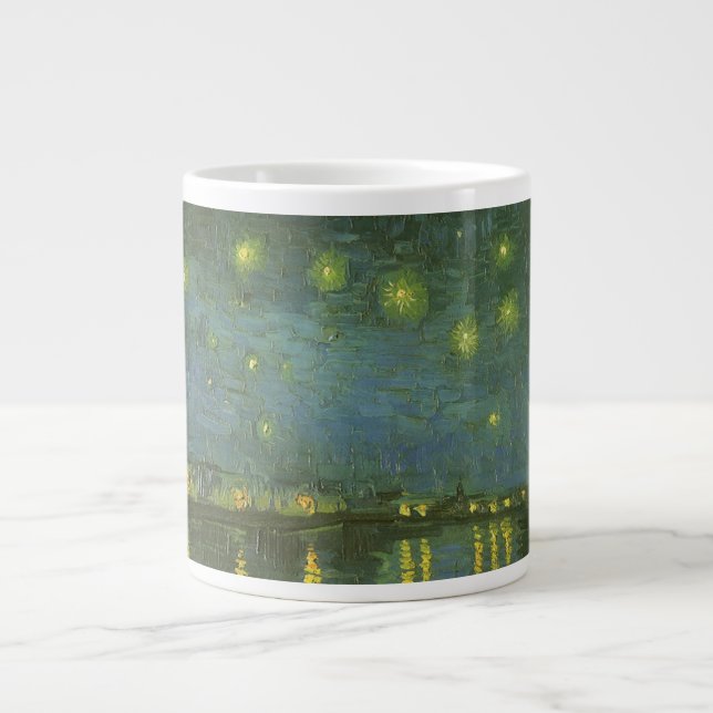 Caneca De Café Grande Vincent van Gogh - Noite Estrelada sobre o Ródano (Frente)