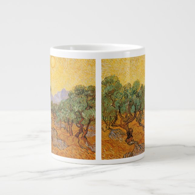Caneca De Café Grande Vincent van Gogh - Oliveiras, Céu Amarelo e Sol (Frente)
