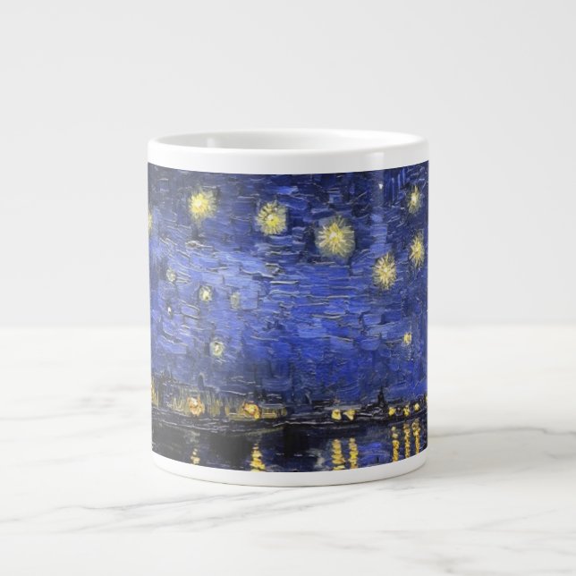 Caneca De Café Grande Vincent Van Gogh Starry Night Sobre O Ródano (Frente)