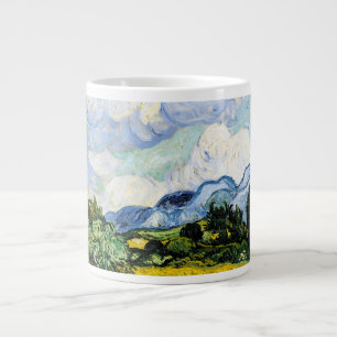 Caneca De Café Grande Vincent Van Gogh Wheat Field com Cyprestes (1889)