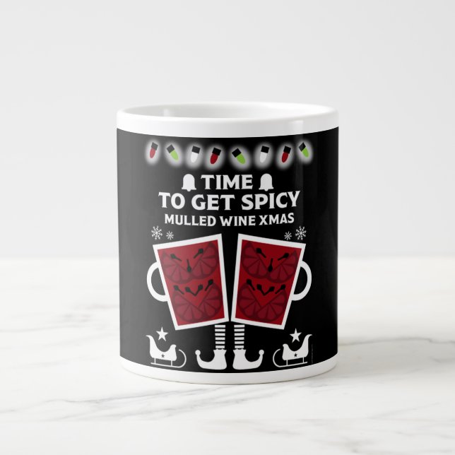 Caneca De Café Grande Vinho tinto enrolado de Natal (Frente)