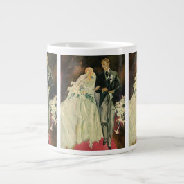 Caneca De Café Grande Vintage Art Deco Casamento Noiva e Groom Newlyweds