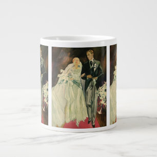 Caneca De Café Grande Vintage Art Deco Casamento Noiva e Groom Newlyweds