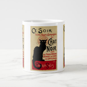 Caneca De Café Grande Vintage Art Nouveau, Ce Soir Chat Noir Black Cat