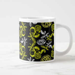 Caneca De Café Grande Vintage Botanical Lemon Impressão