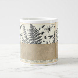 Caneca De Café Grande Vintage Botany Collage Distressed Text Nature Mug