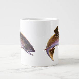 Caneca De Café Grande Vintage Brook Trout Fish, pescador desportivo