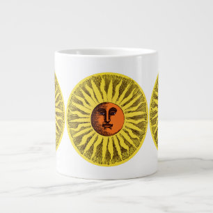 Caneca De Café Grande Vintage Celestial Amarelo Sorriso Feliz Hippie Sun