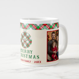 Caneca De Café Grande Vintage Christmas Red Green Tartar Plaid 2 Photos