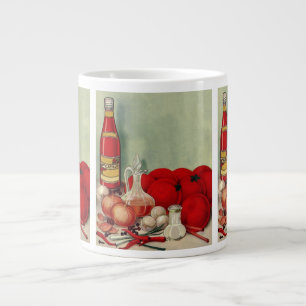 Caneca De Café Grande Vintage Comida italiana Cebolas de tomate Peppers