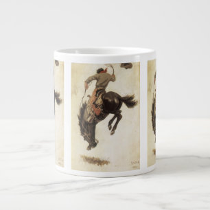 Caneca De Café Grande Vintage Cowboy, Bronco Buster Study pelo NC Wyeth