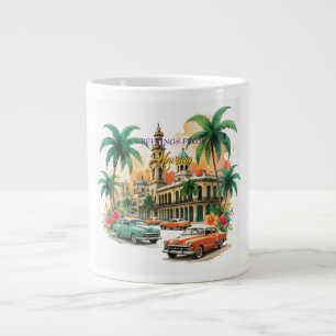 Caneca De Café Grande Vintage Cuba Viagem - Saudações De Havana