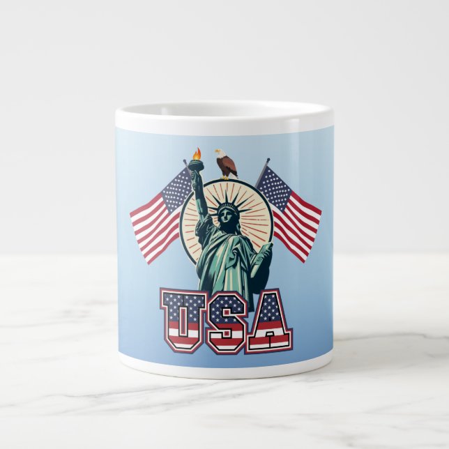Caneca De Café Grande Vintage, Estátua da Liberdade (Frente)