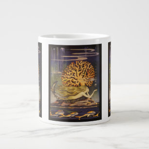 Caneca De Café Grande Vintage Fairy Tale, Pequena Sereia no Oceano Coral