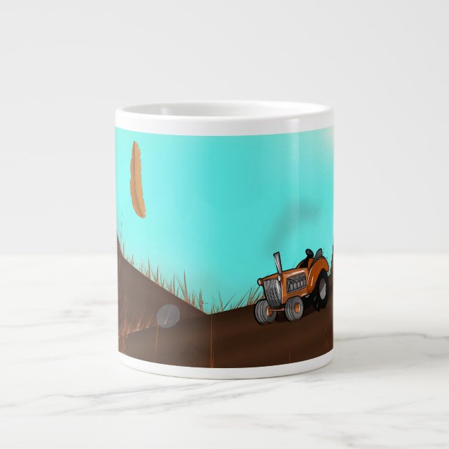 Caneca De Café Grande Vintage Farming Trator (Frente)