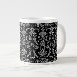 Caneca De Café Grande Vintage Florentine Damask (Branco)