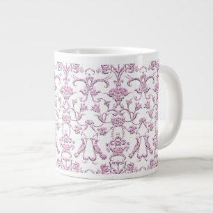 Caneca De Café Grande Vintage Florentine Damask (Rosa)