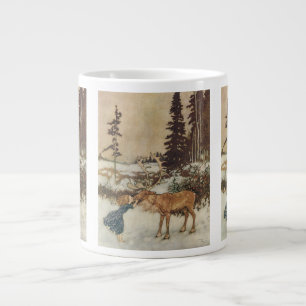 Caneca De Café Grande Vintage Gerda e o Reindeer de Edmund Dulac