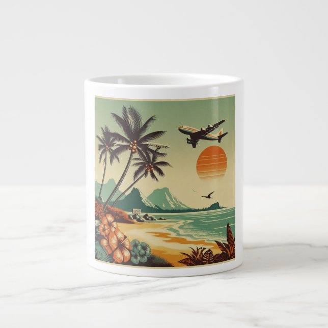Caneca De Café Grande Vintage Hawaii/Tropical (Frente)