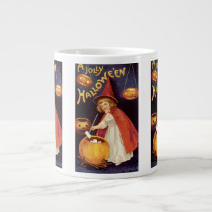 Caneca De Café Grande Vintage Jolly Halloween Bruxa por Ellen Clapsaddle