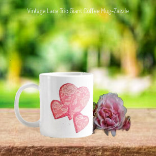 Caneca De Café Grande Vintage Lace Trio