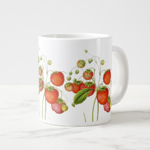 Caneca De Café Grande Vintage Morangos Jumbo Mug