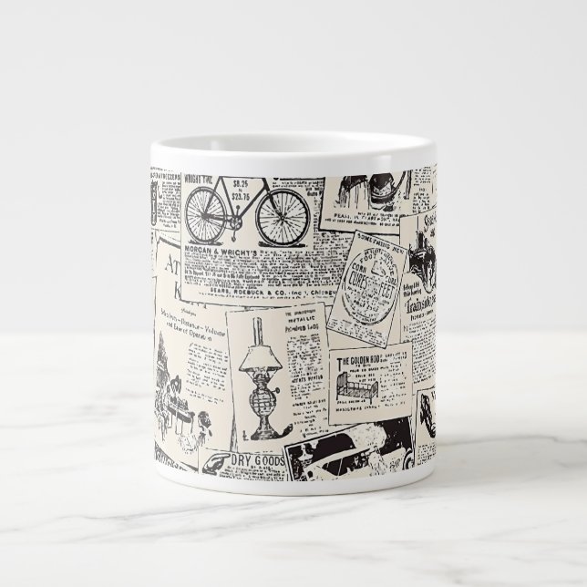 Caneca De Café Grande Vintage Newspaper  (Frente)