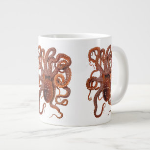 Caneca De Café Grande Vintage Octopus Macropus, Animais Aquáticos Marinh
