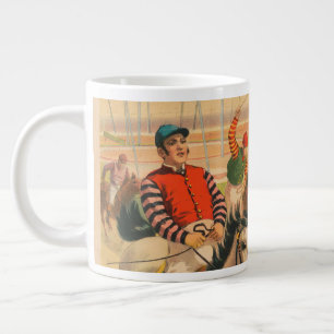 Caneca De Café Grande Vintage, Poster De Jockeys Em Cavalos No Circo Ale