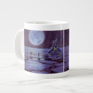 Caneca De Café Grande Vintage Science Ficting Earth Rover Aliens na Lua