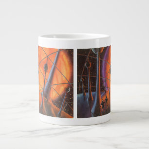 Caneca De Café Grande Vintage Science Fiction, Orange Sun e Aliens