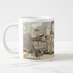 Caneca De Café Grande Vintage Science Fiction Urban Paris, Steam Punk