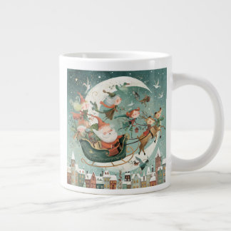 Caneca De Café Grande Vintage Storybook Papais noeis Sleigh Specialty Mu