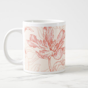Caneca De Café Grande Vintage Tulip Floral Patterno