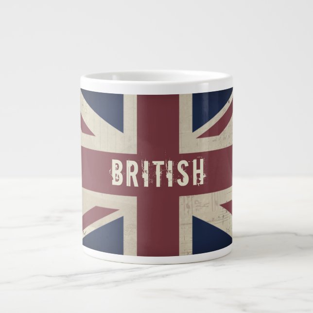 Caneca De Café Grande Vintage Union Jack BRITISH Jumbo Tea Mug (Frente)