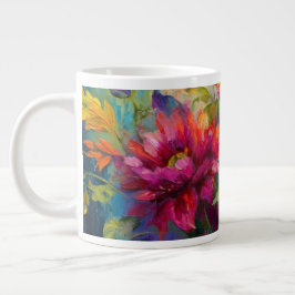 Caneca De Café Grande Vintage Vibrant Floral Painting