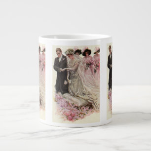 Caneca De Café Grande Vintage Victorian Wedemony Node and Groom