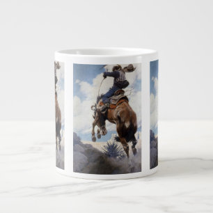 Caneca De Café Grande Vintage Western Cowboys, Bucking, pelo NC Wyeth