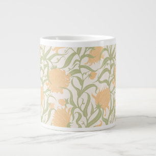Caneca De Café Grande Vintagem de grandes flores marrom