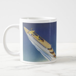 Caneca De Café Grande Vista aérea de um navio de cruzeiro Vintage no oce