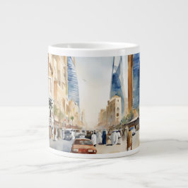 Caneca De Café Grande Vista da movimentada rua de Riade –