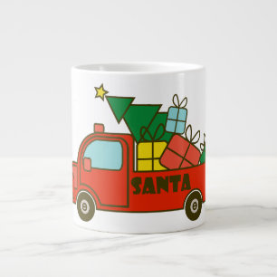 Caneca De Café Grande Vista lateral do caminhão de papais noeis Feliz Na