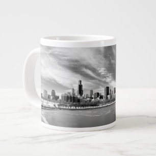 Caneca De Café Grande Vista panorâmica do horizonte de Chicago no invern