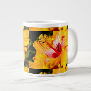 Caneca De Café Grande Visualização Lado do Hibiscus Laranja