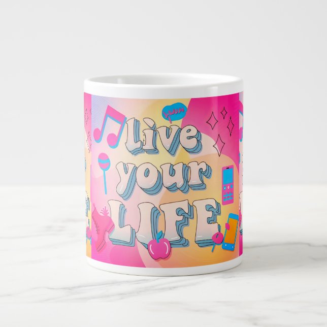 Caneca De Café Grande Viva a sua vida (Frente)