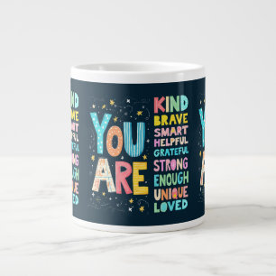 Caneca De Café Grande Você É Afirmações Letra à Mão Brilhante